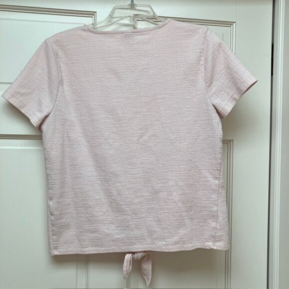 J. Crew Factory Light Pink textured v neck tie front top size M - Picture 2 of 6